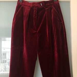 THE KOOPLES RED VELVET CIGARETTE TROUSERS